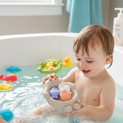 Jouet baignoire bebe phoque avec ses bébés